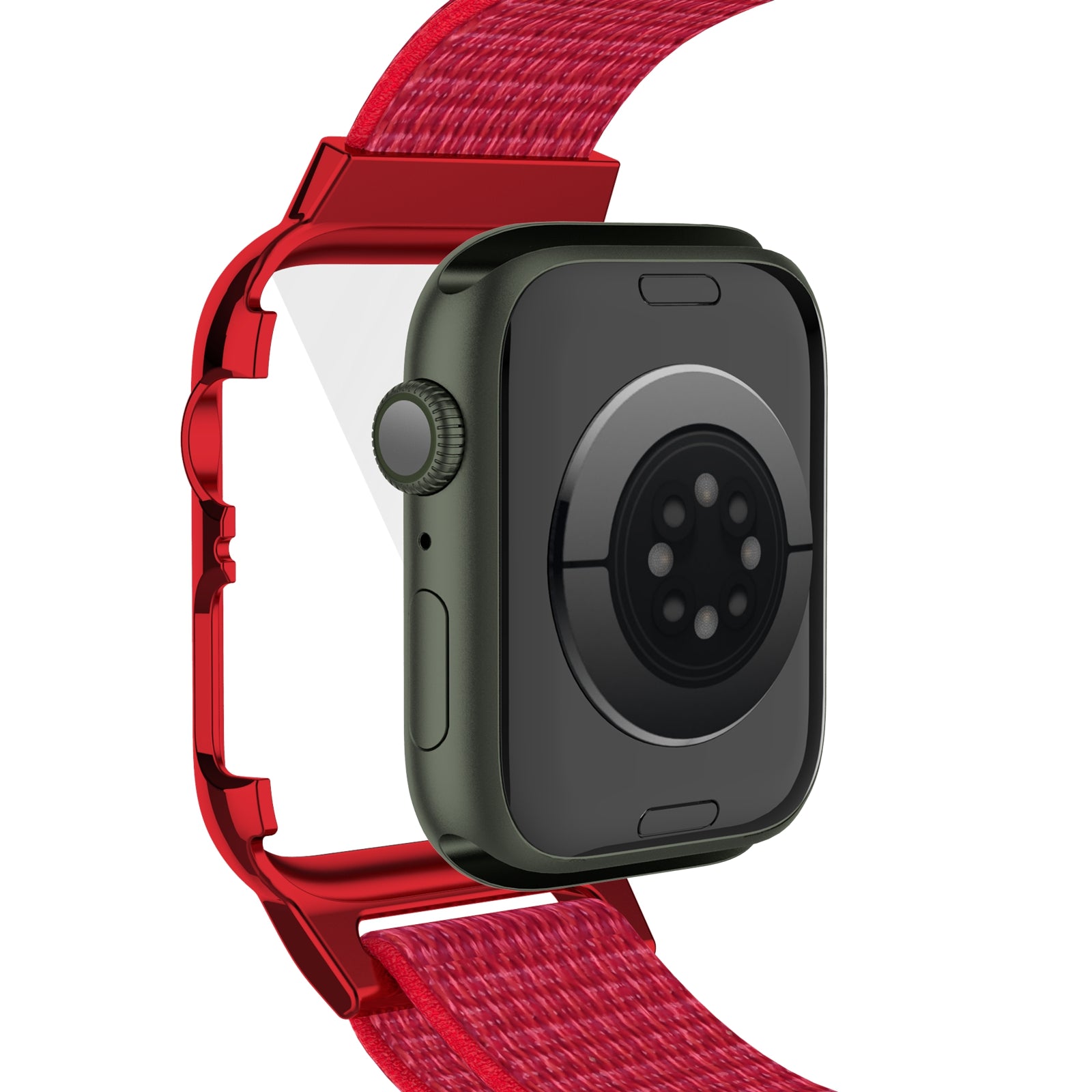 Loop Fastener Nylon Watch Band Strap + Tempered Glass Film Electroplating PC Watch Case Cover for Apple Watch Series 7 45mm Loop Fastener Nylon Watch Band Strap + Tempered Glass Film Electroplating PC Watch Case Cover for Apple Watch Series 7 45mm